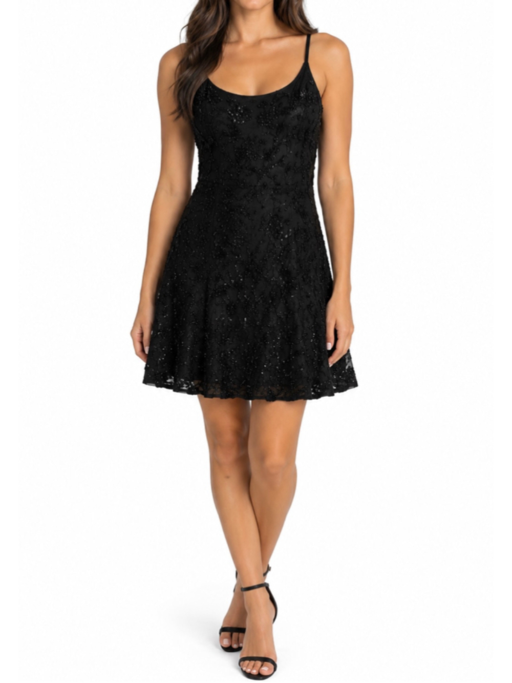 Carmen Marc Valvo Vintage Black Beaded Mini Dress Size 8 NEW with tags